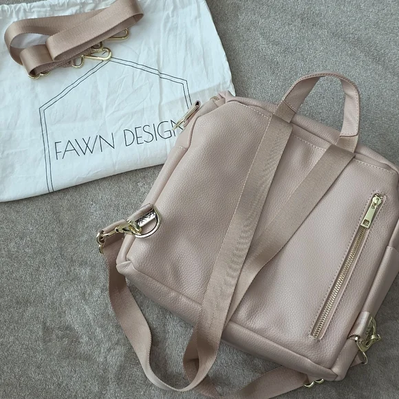 Fawn Design Mini Backpack Diaper Bag & Cosmetic Case- Warm Blush Pink - Picture 7 of 15